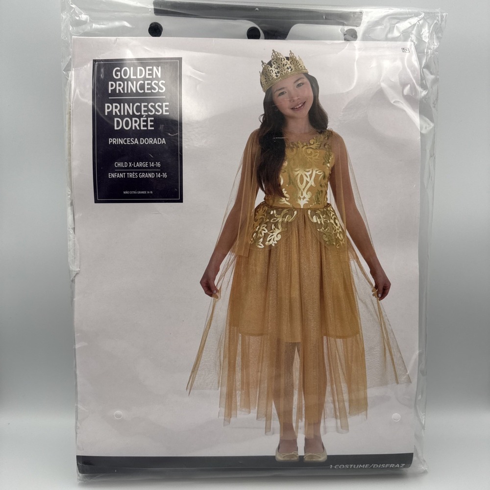 Amscan‎ Golden Princess Gold Queen Suit Halloween Child Costume Size XL 14-16